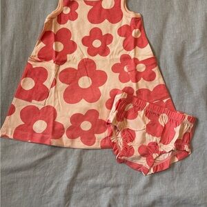 Hanna Andersson Peach Floral Dress and Bloomers, NWOT